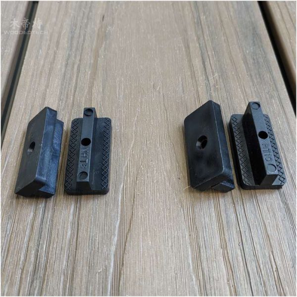 Decking board clips of plastic T type for outdoor WPC decking
