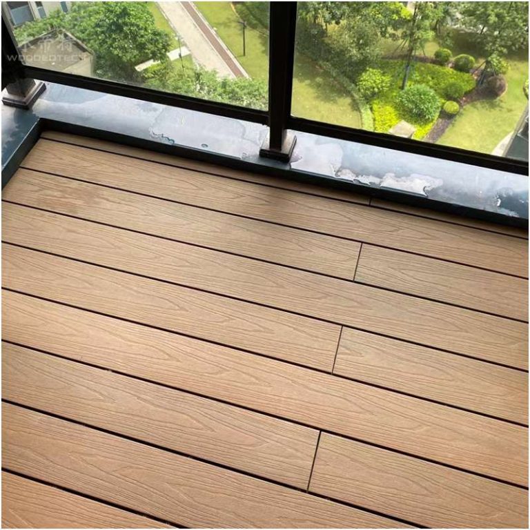 Outdoor applications of WPC wood plastic co-extruded materials(capped composite decking,capped polymer,capped decking) in 2024