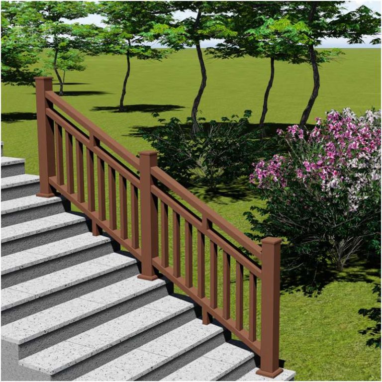 Wood polymer composite application landscape from 3D WPC fence disign to real composite railing
