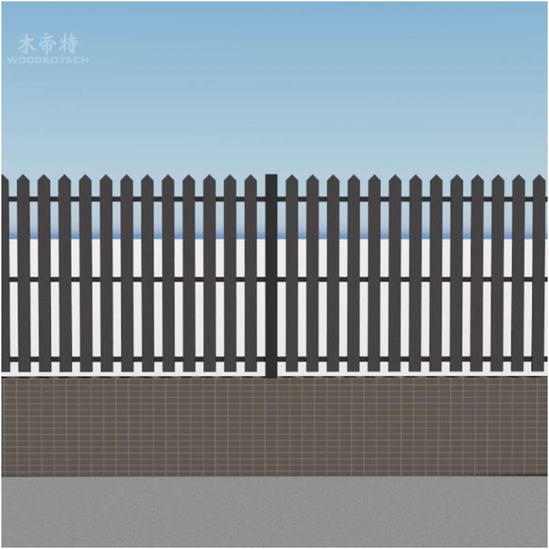 Wood polymer composite application landscape from 3D exterior wall design for home to real fence and patio