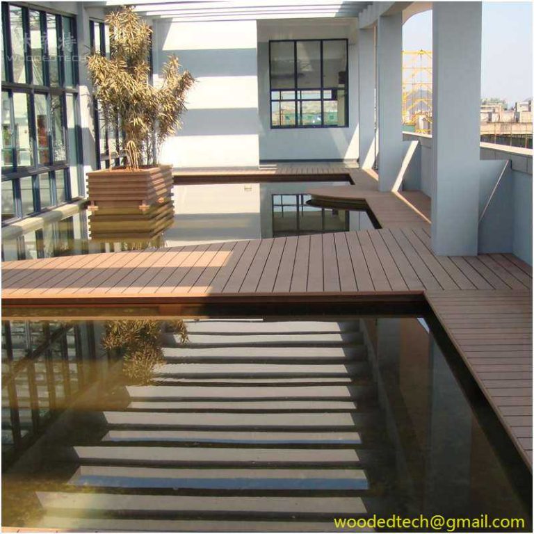 composite wood decking around pool