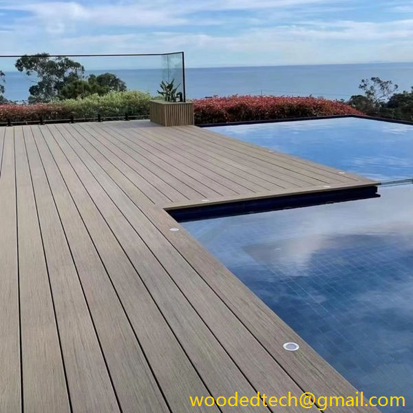 Dark grey composite decking is clean and comfortable