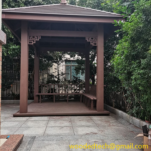 Four-corner WPC gazebo,WPC pavilion in the villa of Zhaoqing Country Garden