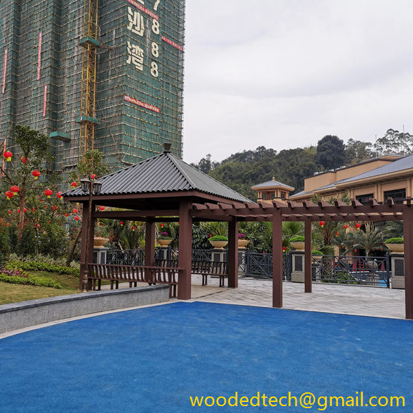 The twin WPC gazebo and WPC pergola are the signature products of a well-known real estate company in Zhaoqing