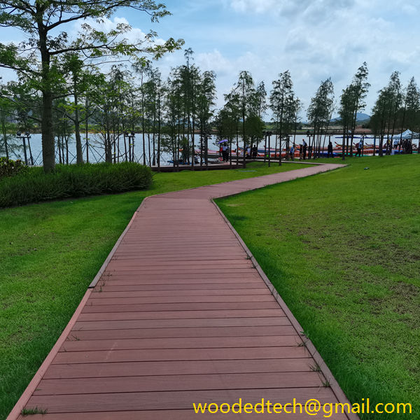 WPC decking in the lawn of Jiulong Lake Park in Guangzhou