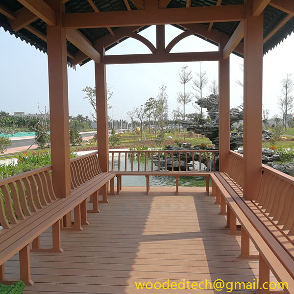 WPC gazebo project is installed inside the factory of Guangzhou Iron and Steel Group