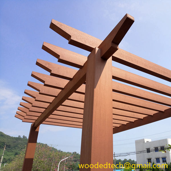 WPC pergola and WPC fence installed in Zhongshan factory before relocation