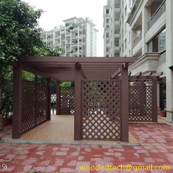 WPC pergola outside the large flat in Nansha community