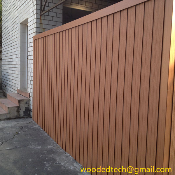 WPC wall cladding panel installed on the exterior wall of the factory canteen