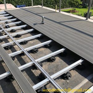 adjustable aluminum frame for outdoor flooring contain adjustable plastic pedestal and aluminum joist