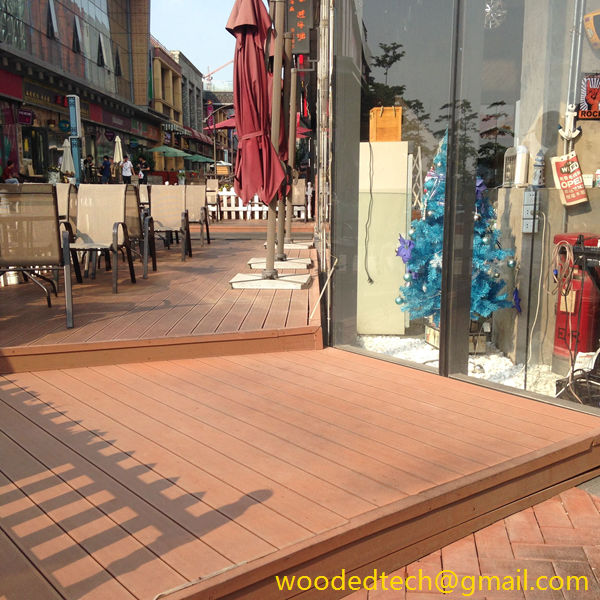 wpc decking panel Used as flooring for pedestrian shopping streets