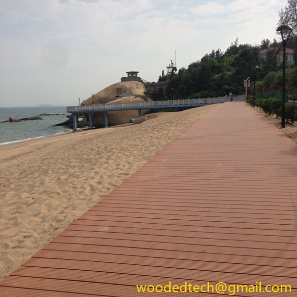 wpc wood flooring On the beach in Nansha