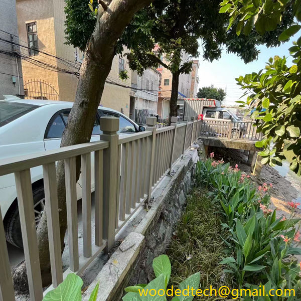 Composite deck railing for river bank protection