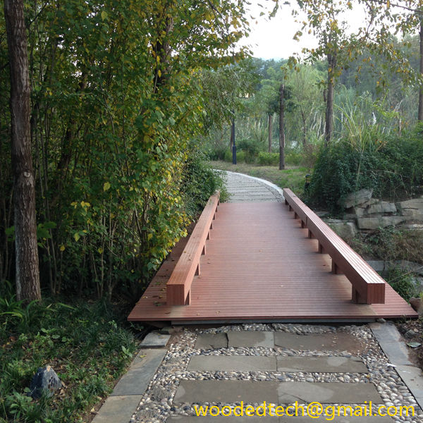 Composite decking bench on the bridge