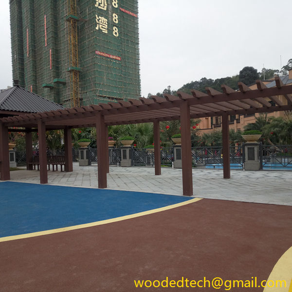 Outdoor pergolas and pavilions made of wood polymer lumber