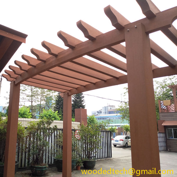 The curved pergola made of wood plastic composites represents a high level of production technology