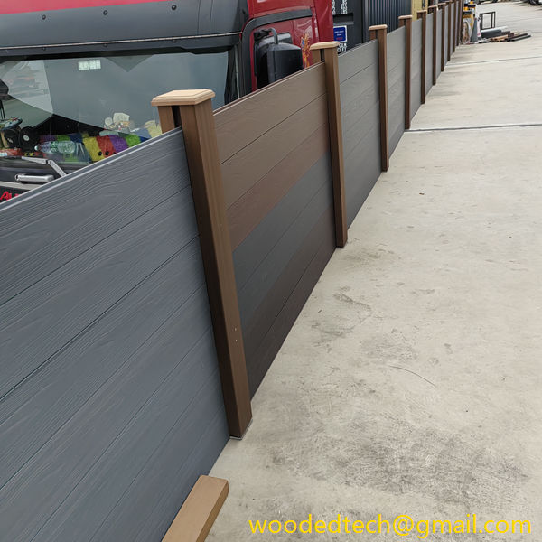 WPC cladding fence installed on factory loading platform