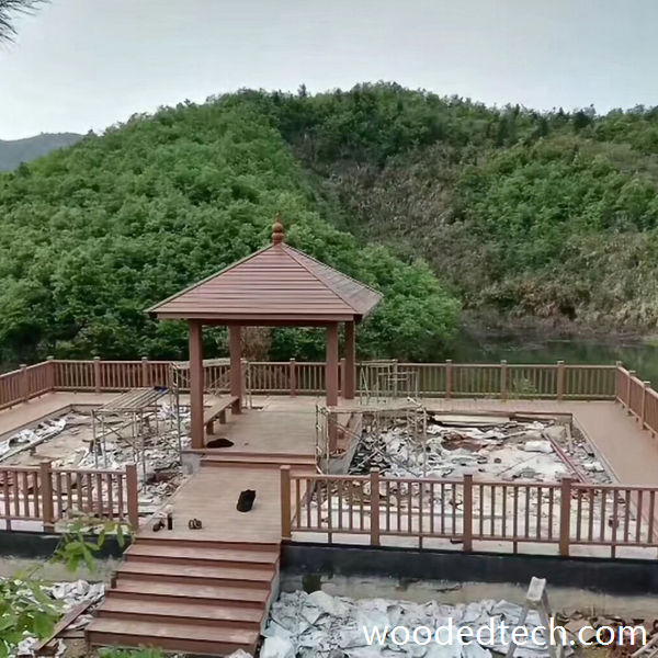 넓고 세련된 야외 휴양지를위한 복합 폴리머 목재 전망대 8 × 8