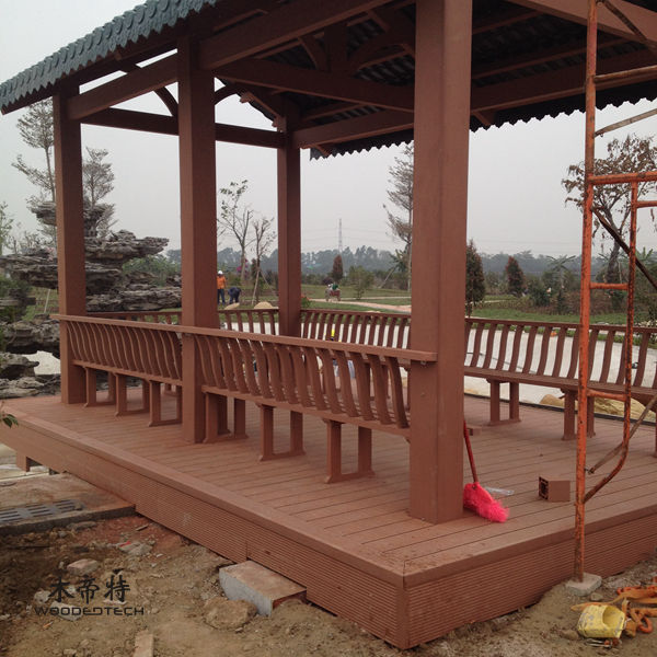 Plastic timber composite colonnade for elegant and sturdy outdoor architecture